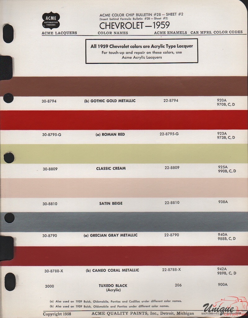 1959 Chev Paint Charts Acme 2